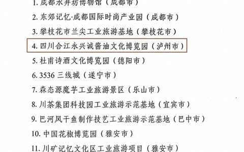 泸州永兴诚酱油文化博览园入选 省级工业旅游示范基地